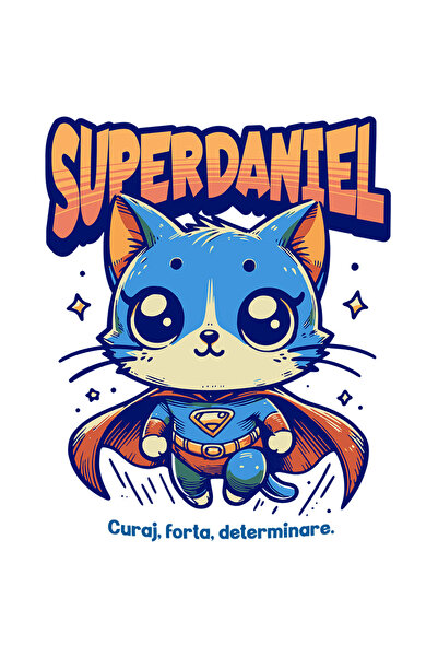 StoryGift Romania Sticker Super Daniel, Supererou, Pisica Zburand Cu Margini ...