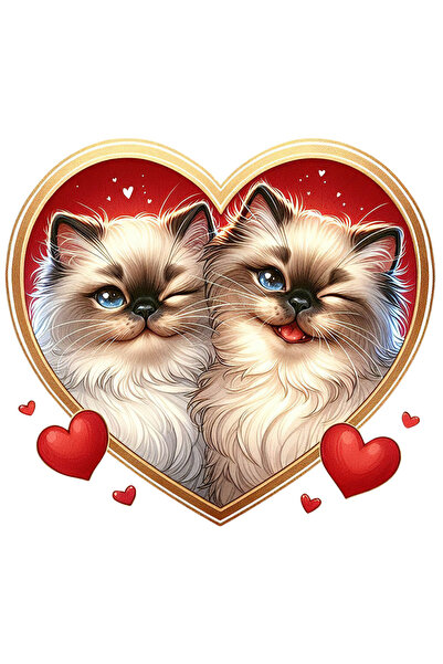 StoryGift Romania Sticker Autocolant 70CM cu 2 pisici Birmaneze, ilustratie, ...