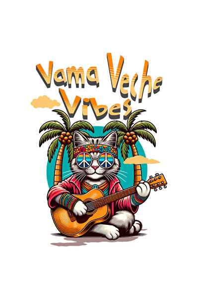 StoryGift Romania Sticker Autocolant 70CM Vama Veche Vibes - Pisica Canta La ...