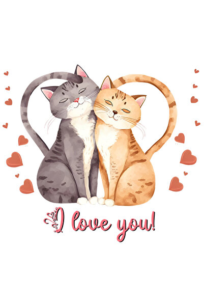 StoryGift Romania Sticker Autocolant 70CM cu 2 pisici apropiate care formeaza...