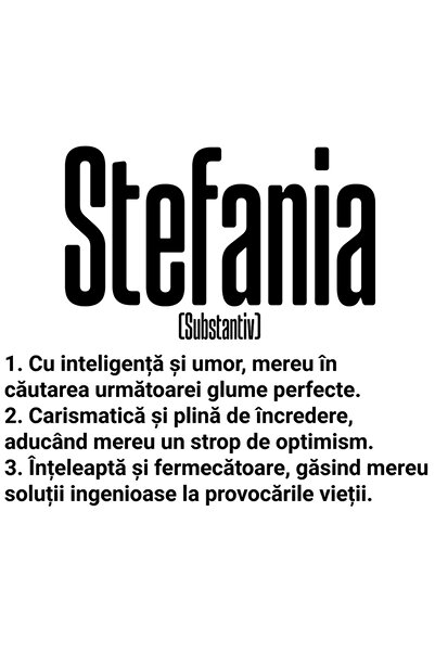 StoryGift Romania Sticker Autocolant 70CM Cu Numele Stefania, si Mesaj Motiva...