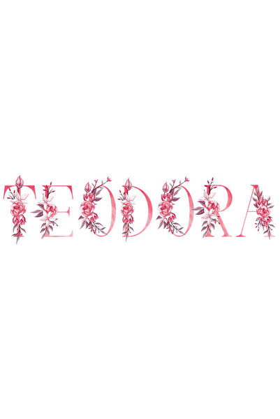 StoryGift Romania Sticker Autocolant 70CM Cu Numele Teodora, Floral, Colorat, Creativ, Frumos, Unicat cu Margini