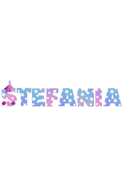 StoryGift Romania Sticker Autocolant 70CM Cu Numele Stefania, Unicorn, Printe...