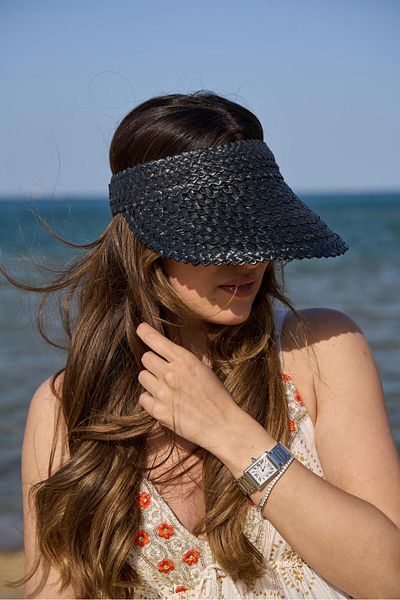 Tina İstanbul Straw Elastic Visor Hat Black