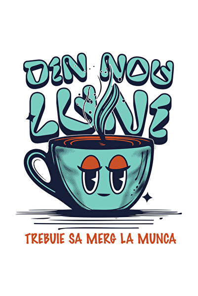StoryGift Romania Sticker Adeziv 90CM Adeziv cana de cafea din nou luni trebuie sa merg la munca cu Margini Albe