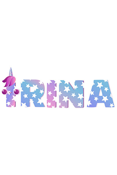 StoryGift Romania Sticker Autocolant 70CM Cu Numele Irina, Unicorn, Printesa, Fairytale, Dragut cu Margini Albe,