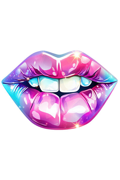 StoryGift Romania Sticker Autocolant 70CM cu buze stralucitoare, mov, roz, di...