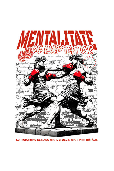 StoryGift Romania Sticker Eticheta 50CM Adeziv Statui grecesti lupta box mentalitate de luptator cu Margini Albe