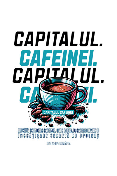 StoryGift Romania Sticker Autocolant 70CM Adeziv Capitalul Cafeinei ceasca de...