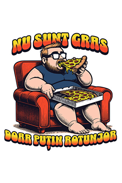 StoryGift Romania Sticker Autocolant 70CM Adeziv Om mancand pizza Nu sunt gra...