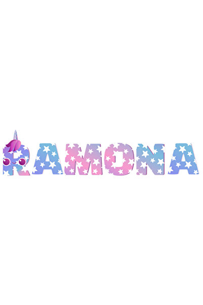 StoryGift Romania Sticker Autocolant 70CM Cu Numele Ramona, Unicorn, Printesa...