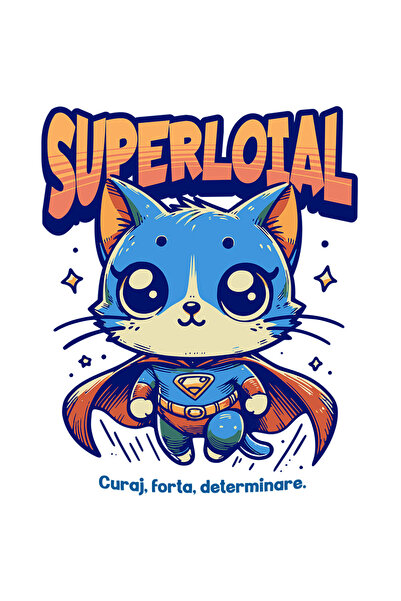 StoryGift Romania Sticker Autocolant 70CM Super Loial, SuperErou, Pisica Zbur...