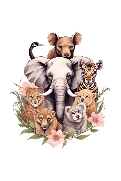 StoryGift Romania Sticker Adeziv 90CM cu animale salbatice, ilustratie, natur...