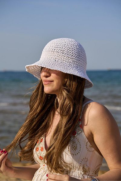 Tina İstanbul Hand Knitted Straw Hat White