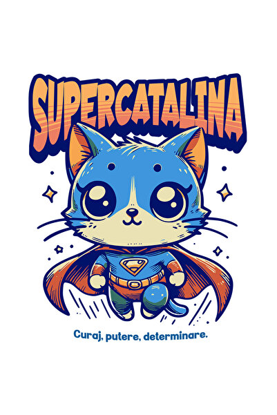 StoryGift Romania Sticker Eticheta 50CM Super Catalina, SuperErou, Pisica Zbu...