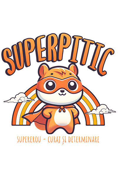 StoryGift Romania Sticker Eticheta 40CM Super Pitic SuperErou, Curaj si Deter...