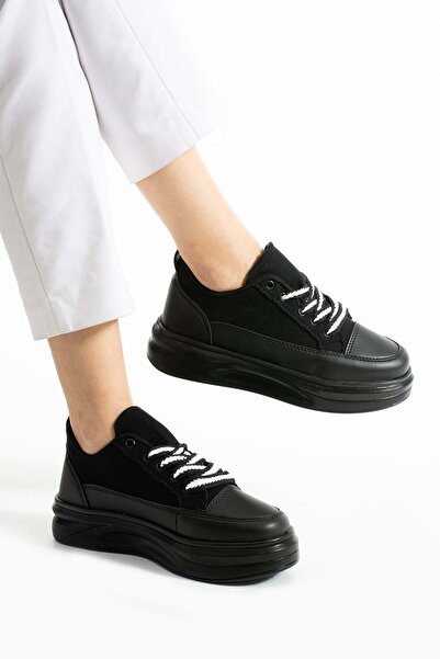 Devida Women's Black Linen Sports Shoes Comfortable Sole Casual Sneaker X200