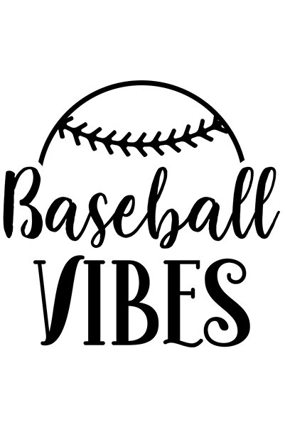 StoryGift Romania Sticker Autocolant 70CM Exterior cu o minge de baseball si textul "Baseball vibes" - vibratii