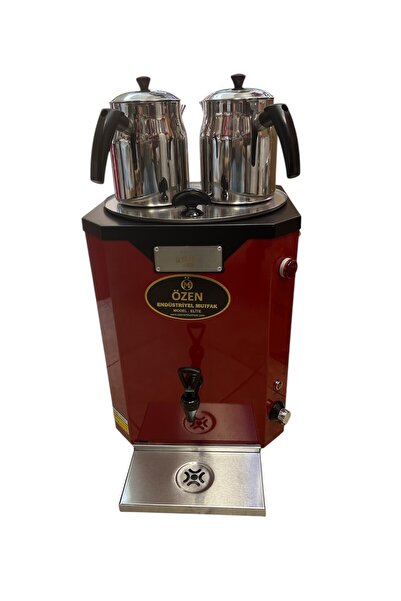 ÖZEN ENDÜSTRİYEL MUTFAK DE11-Nova Jumbo Çay Makinesi 2 Demlikli Dijital Termostatlı 22 Lt. Elektrikli Semaver Kırmızı Siyah