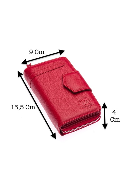 Westpolo Çok Bölmeli Hakiki Deri Kadın Cüzdan - Kırmızı