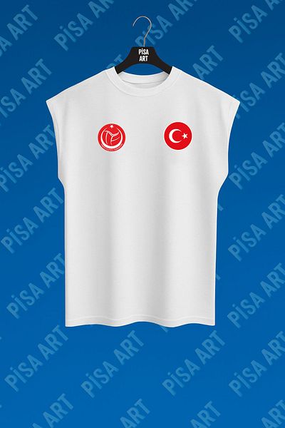 Pisa Art Αμάνικο μπλουζάκι από 100% βαμβάκι για προπόνηση και καθημερινή Unisex εθνικής ομάδας βόλεϊ (προσαρμοσμένη εκτύπωση)