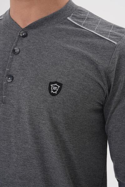 Mecit Pijama Mecit 2982 Smoked Big Size Long Sleeve Men's Pajamas Set