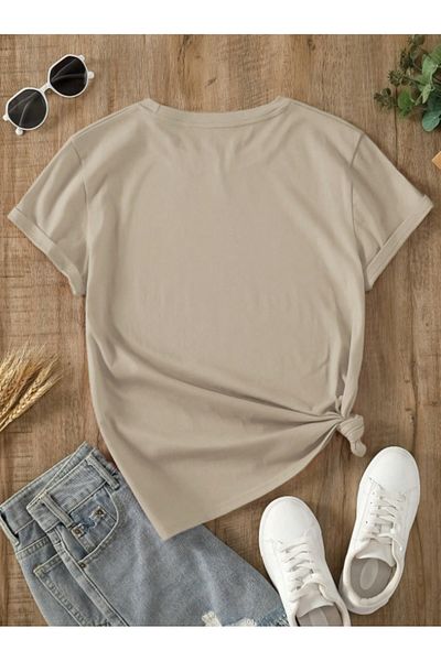 Trend Sizde Μπλουζάκι Unisex Cotton Love Heart με εμπρός εμπριμέ σχέδιο