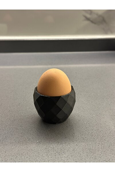 ÖZTÜRK MAKİNE 3-Piece Modern Egg Cup Set Black