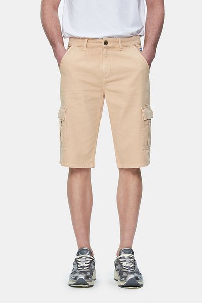 UCLA Pantaloni scurți pentru bărbați BLEWIN Camel Cargo cu buzunare din Gabardine Brodate Standard Fit