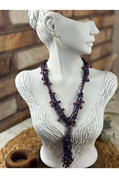 SEDEF TAKI Taşlı el örmesi kolye