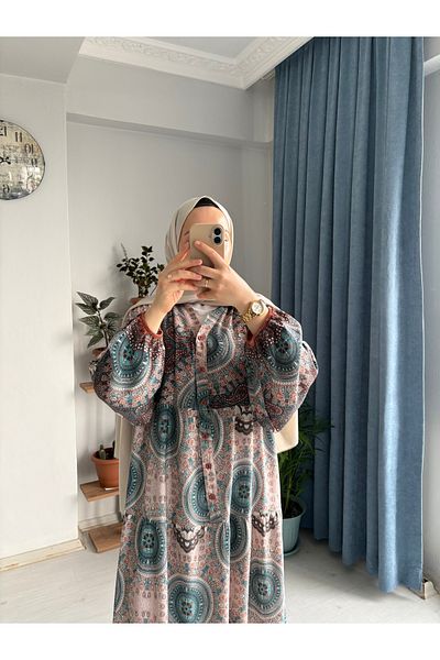 MODA EGE Patterned Viscose Fabric Dress