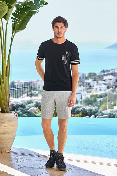 Cossy By Aqua 25941 Men's Black-Grimlj Shorts Set