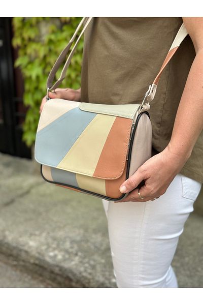 Deribag   Geantă de damă cu cruce medie din piele naturală Multicolor 25*21*7 cm