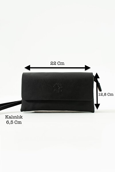 Westpolo Unisex Kanvas Kumaş Ve Vegan Deri Mıknatıslı El Portföyü - Siyah