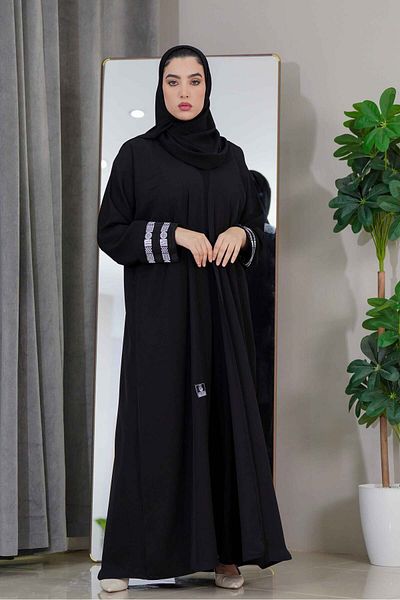 abayahasnaa Abaya with hand embroidery inserts