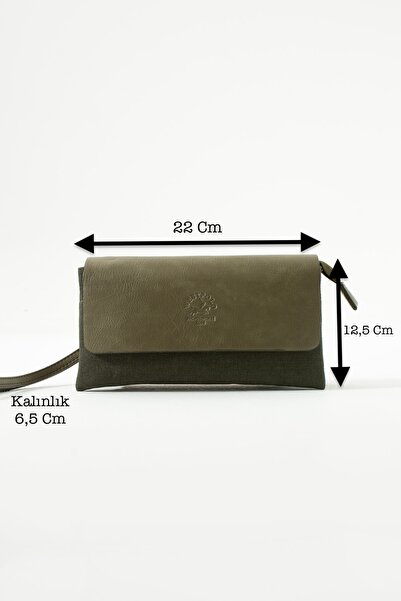 Westpolo Unisex Kanvas Kumaş Ve Vegan Deri Mıknatıslı El Portföyü - Haki