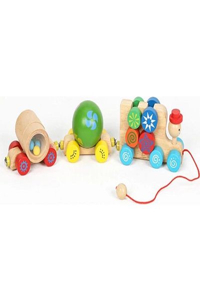 Bundeba Wooden Disconnect Wooden Educational Developer Magnetic Wagon Train Montessori Building Blocks