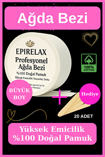 EpiRelax Büyük Boy Ağda Bezi Rulo Profesyonel Sir Ağda Bezi + Spatula Hediye