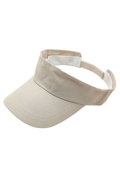 AXE SPORTSWEAR Beige Adjustable Back Velcro Visor Hat Uv Sun Protection Daily Beach Tennis Hat Visor
