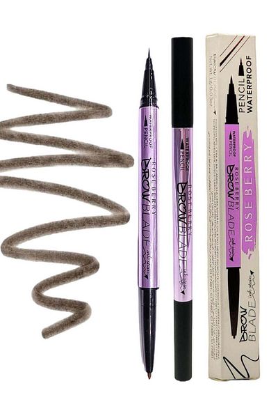 Beauty Rose Berry Eyebrow Pencil Dark Brown 2-in-1 Waterproof Long-lasting
