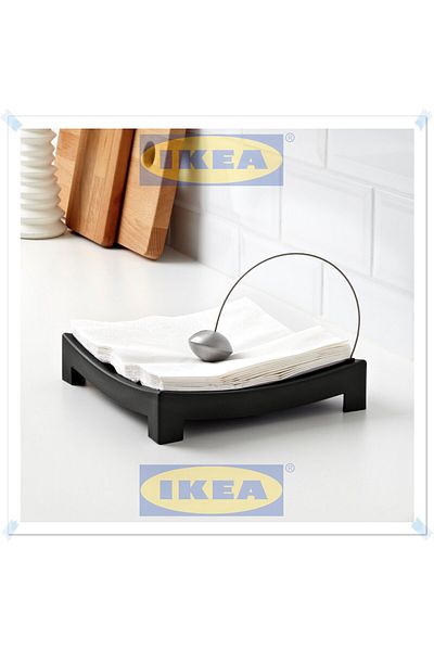 IKEA Knyck Black Knob Napkin Holder, Suitable for 33X33 cm and 40X40 cm Napkins