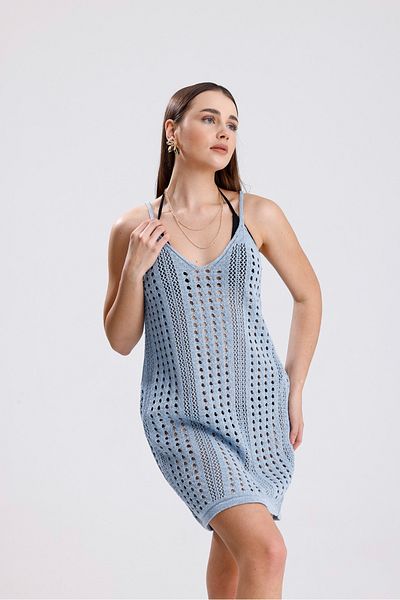 MODA MHE Slipping Strick Slipping Slipping Hole Patterned Summer Dress