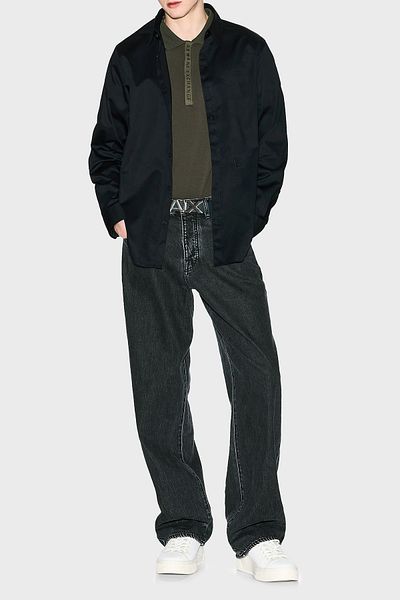 Armani Exchange Βαμβακερό μπλουζάκι με κουμπιά πόλο με λαιμόκοψη Ανδρικό μπλουζάκι με γιακά πόλο 8nzf71 Zjh2z