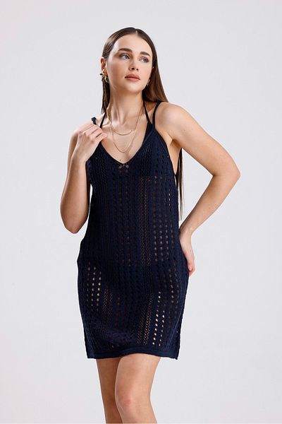 MODA MHE Slipping Strick Slipping Slipping Hole Patterned Summer Dress