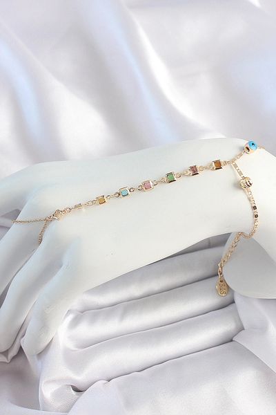STOREMAX Brass Gold Color Colored Zircon Stone Şahmeran