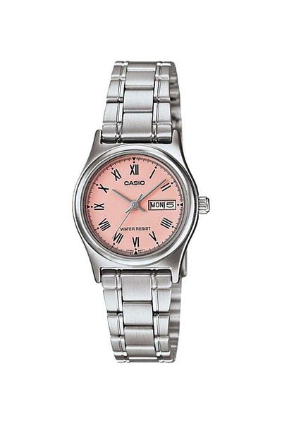 Casio Stainless Steel Quartz Wristwatch, LTP-V006D-4BUDF - 25 mm - Silver for Women