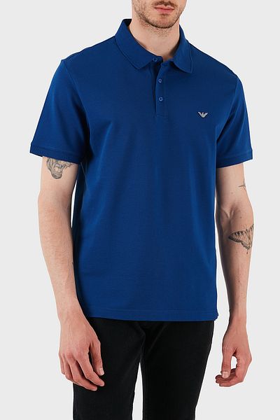 Emporio Armani Stretch βαμβακερό μπλουζάκι με κουμπιά με κανονική εφαρμογή με γιακά πόλο Ανδρικό μπλουζάκι με γιακά POLO EM001380