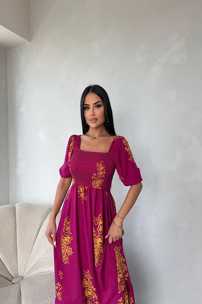 kamacibutik Rochie cu imprimeu etnic cu guler pătrat (compatibilă cu mărimea standard S/M/L/XL)