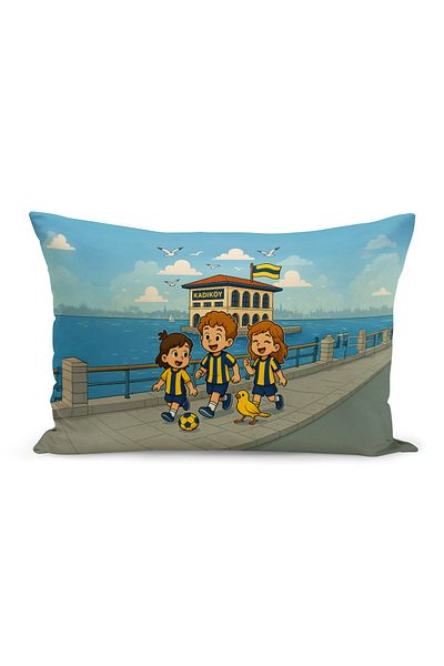 Bertille Home Copil Bebeluș Galben Bleumarin Fan Fotbal Seria Husă de pernă (Husă de pernă)