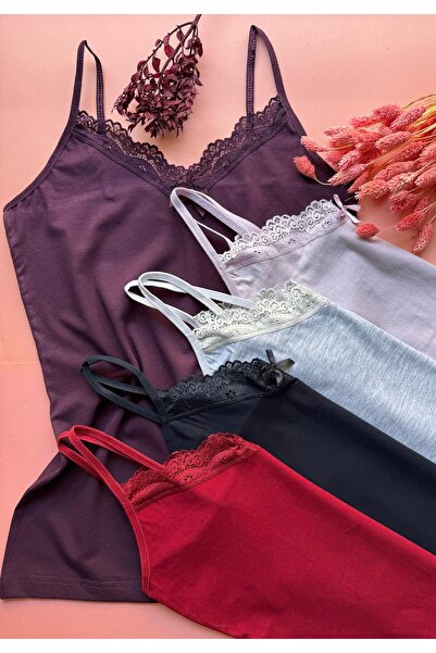 VicTroy Elosia 5 Pieces Lacy Rope Strap Cotton Colorful Women's Athlete